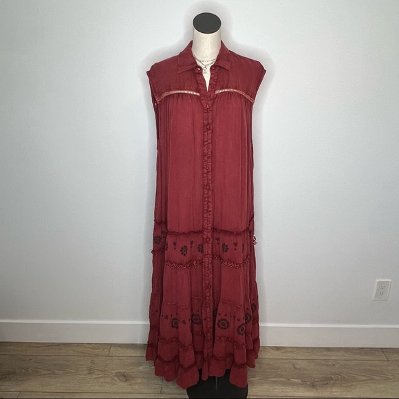 Free People Women's Pretty Cozy Maxi Dress Brown Small - Picture 5 of 10